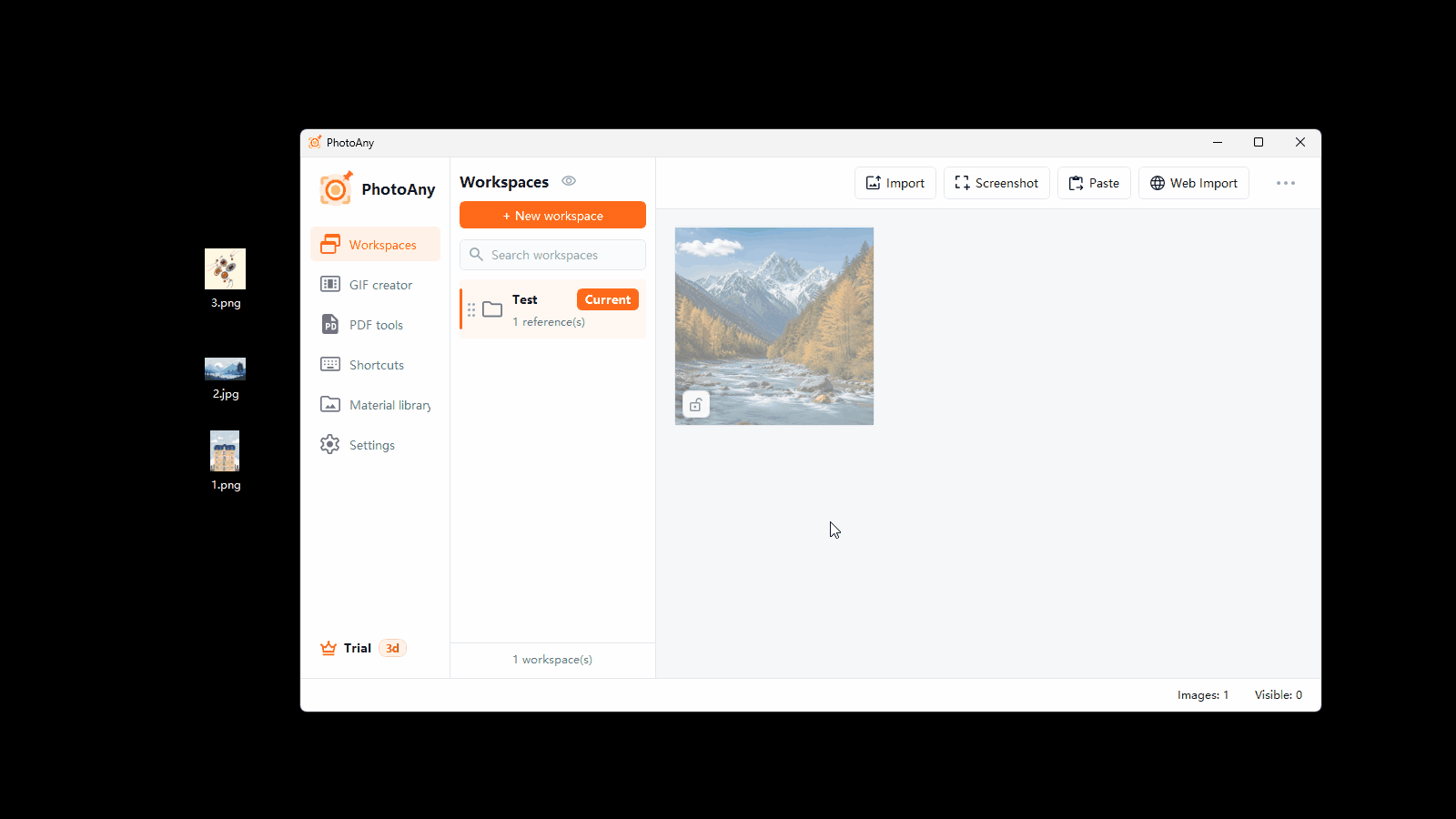 PhotoAny floating desktop dock demo