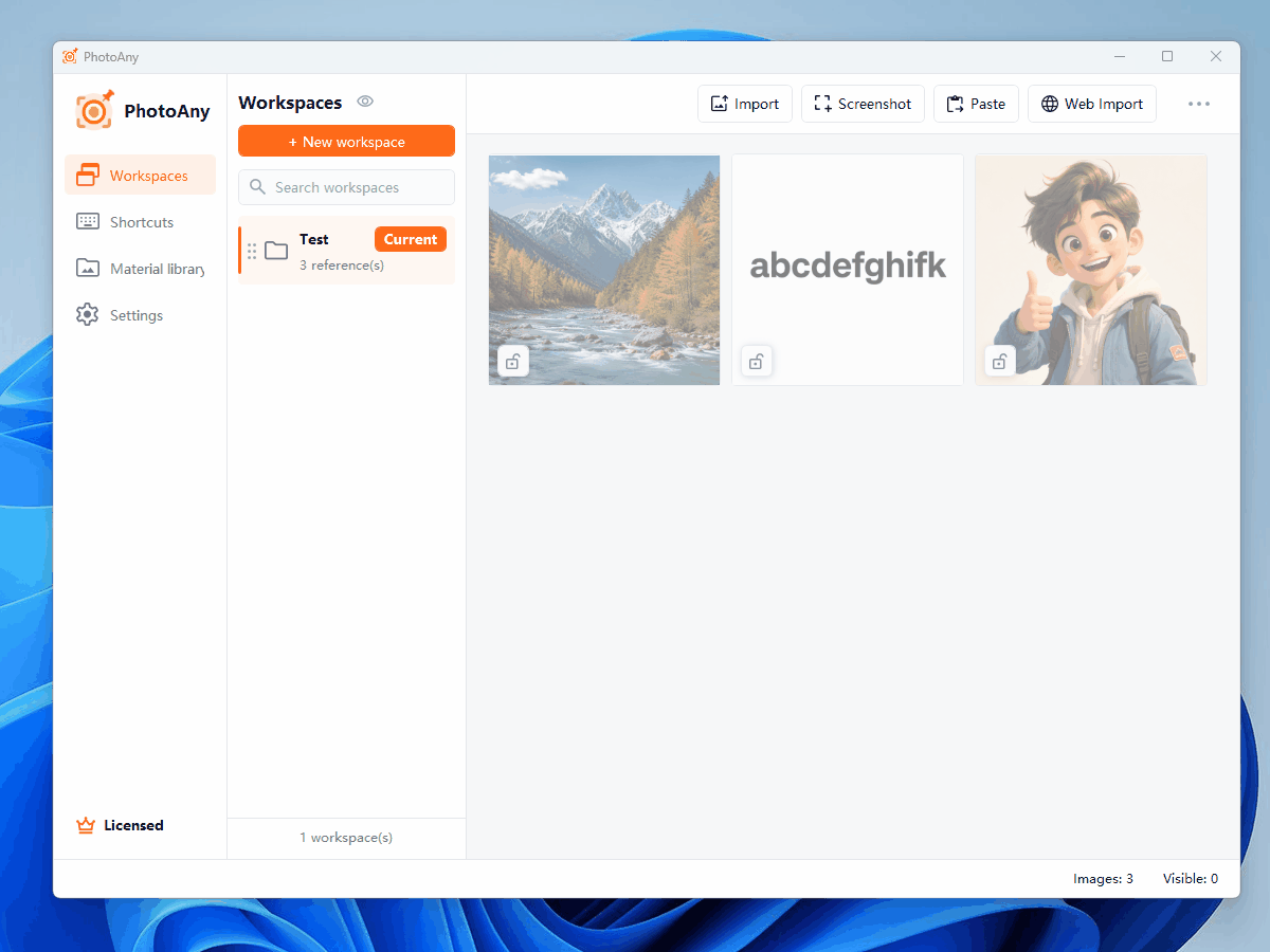 Web image import demo