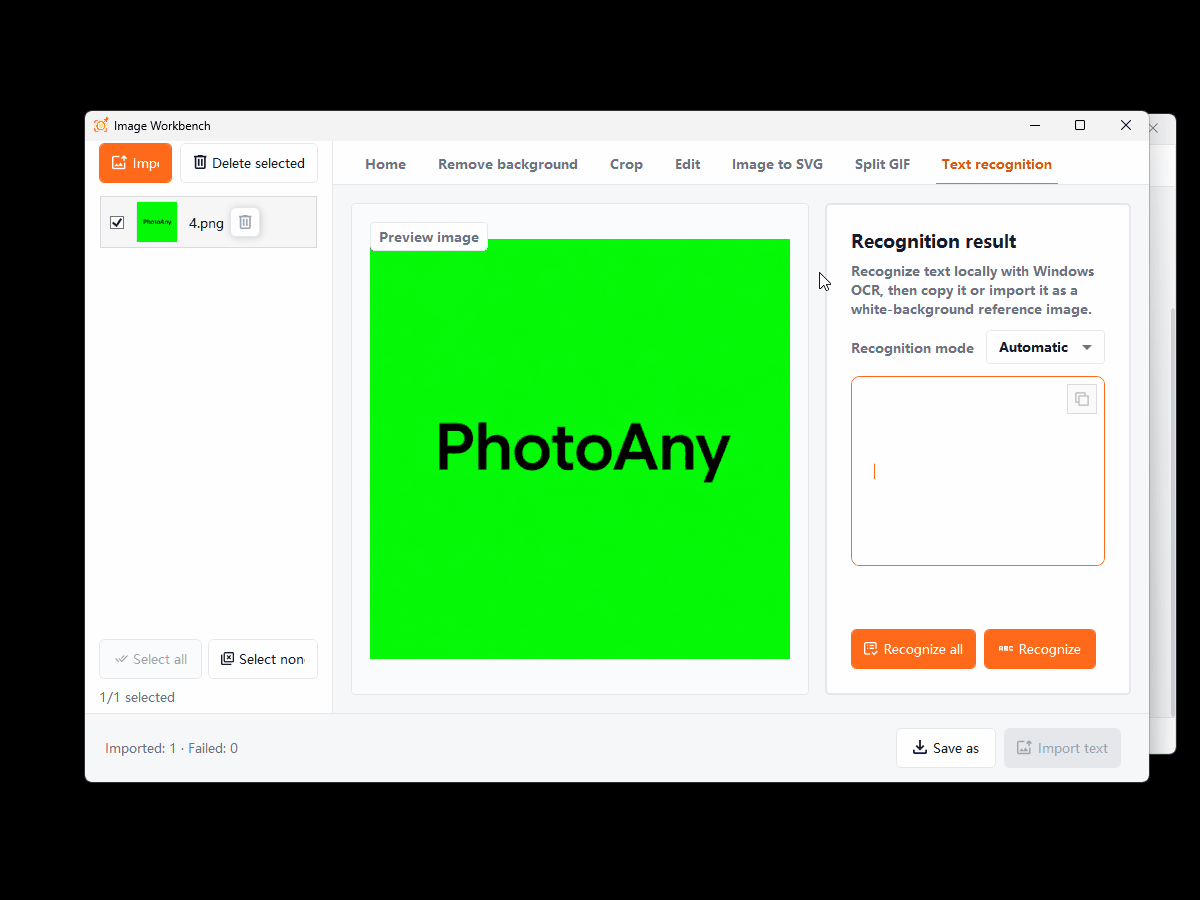 PhotoAny OCR demo